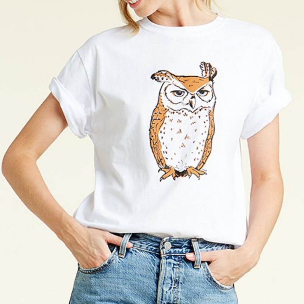 White Owl Boyfriend Shortsleeve T-Shirt - Picture 2 of 5